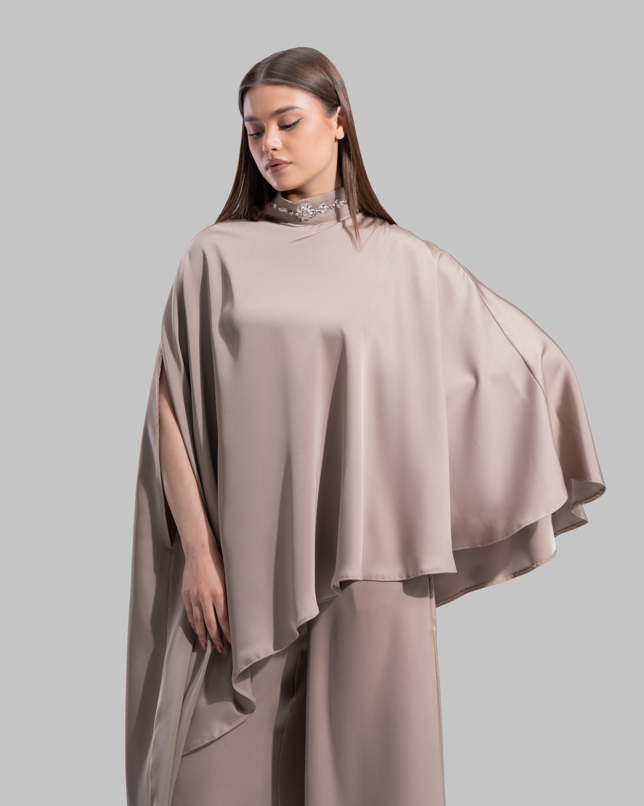Asymmetric Satin Cape