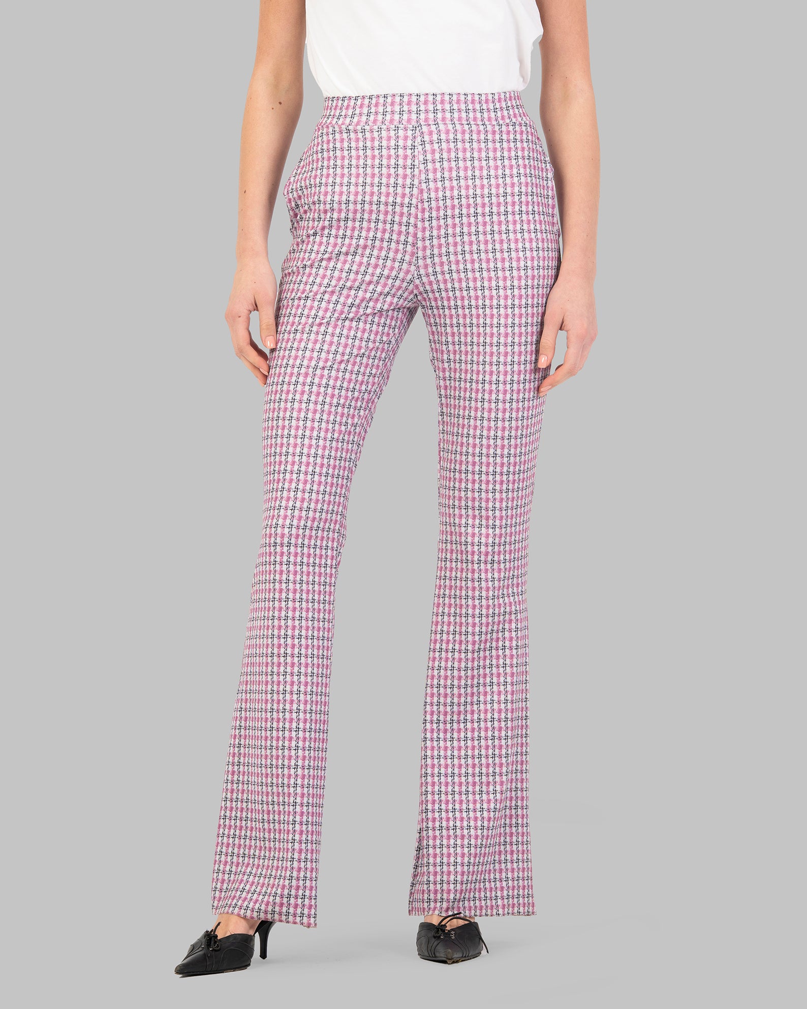 FLARED TROUSERS HIGH-WAIST WITH ELESTICATED INNER