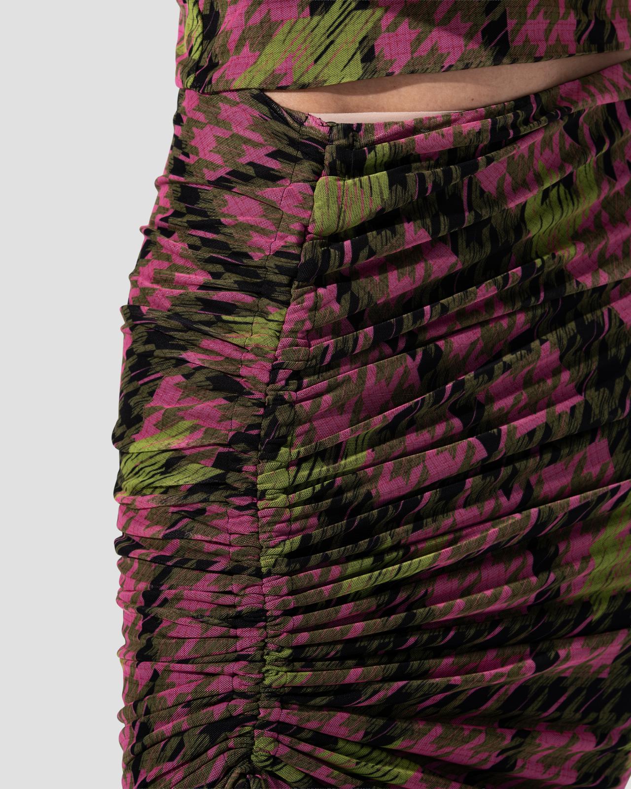 Midi skirt with side drawstring ruching