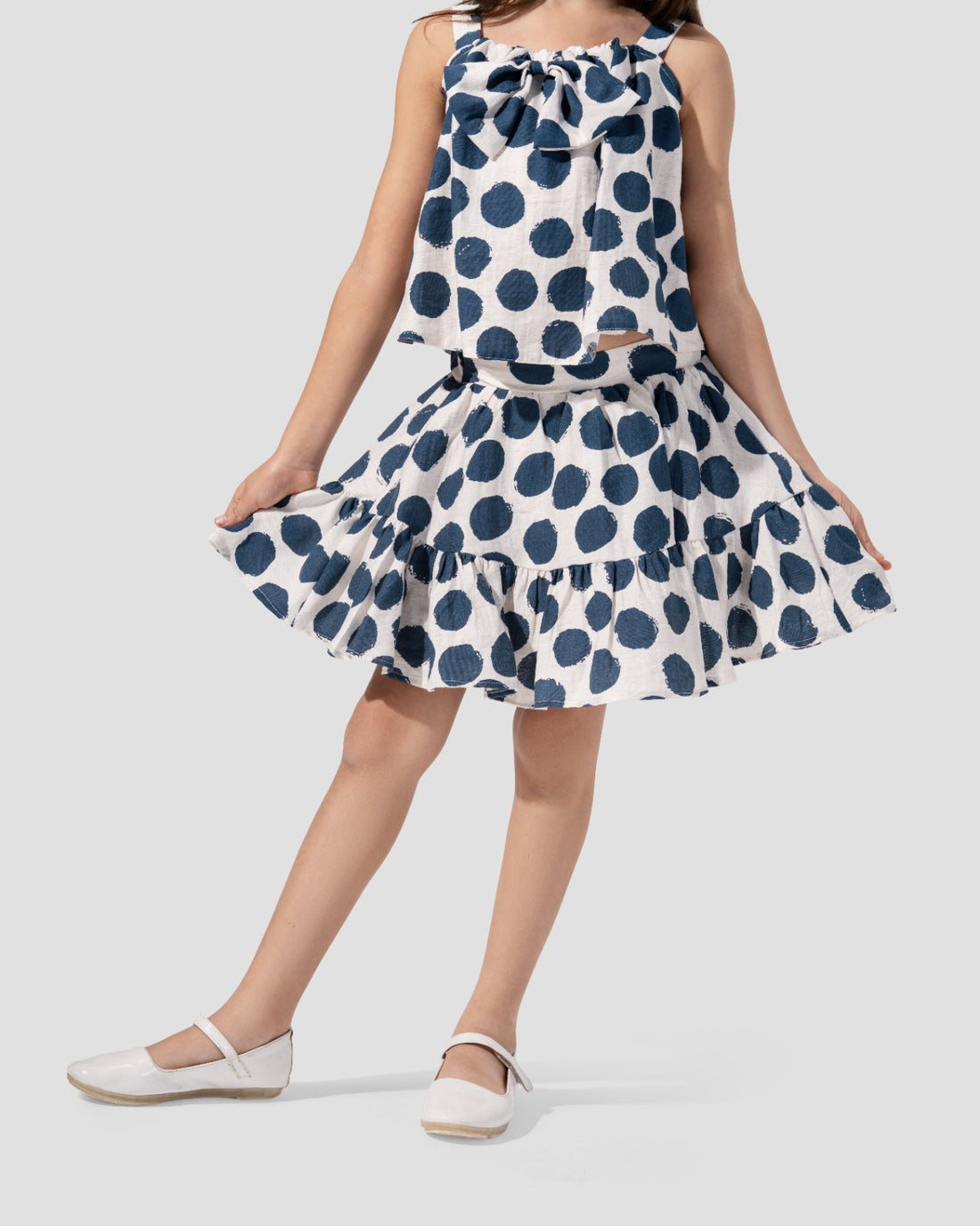 Polka Dots Ruffled Mini Skirt.