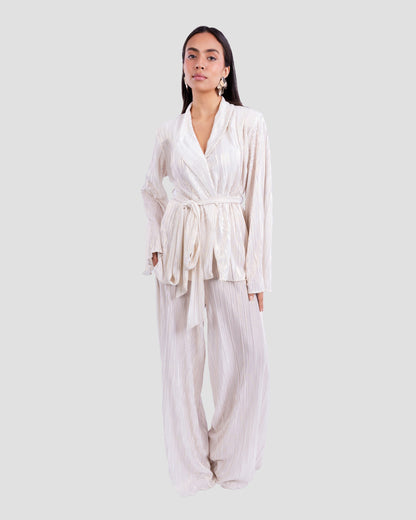 PLISSÉ TEXTURED KIMONO TOP