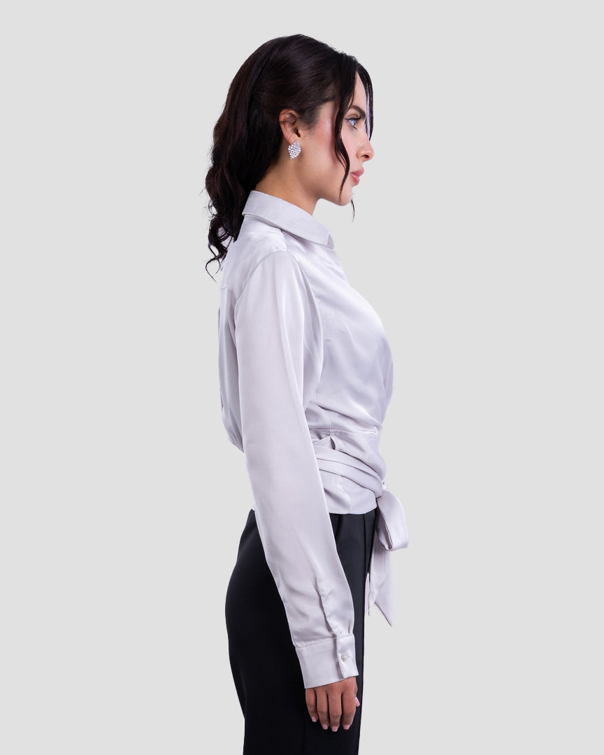 WRAP BLOUSE WITH TIE WAIST
