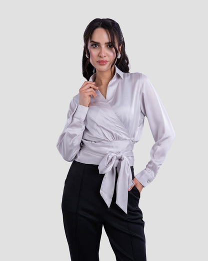 WRAP BLOUSE WITH TIE WAIST