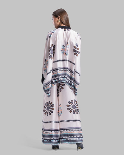 Oversized satin blouse with long sleeves