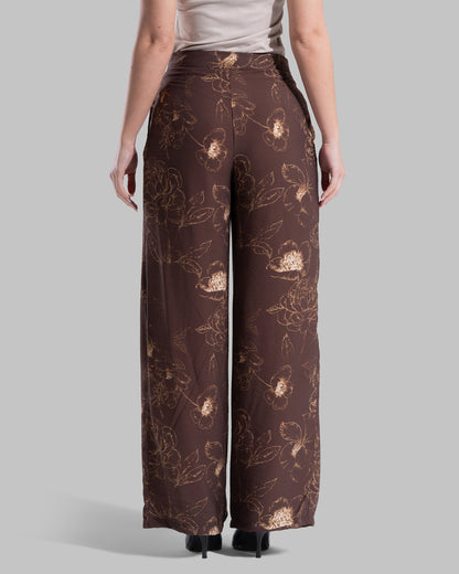 High-waisted wide-leg trousers featuring an all-over floral print.