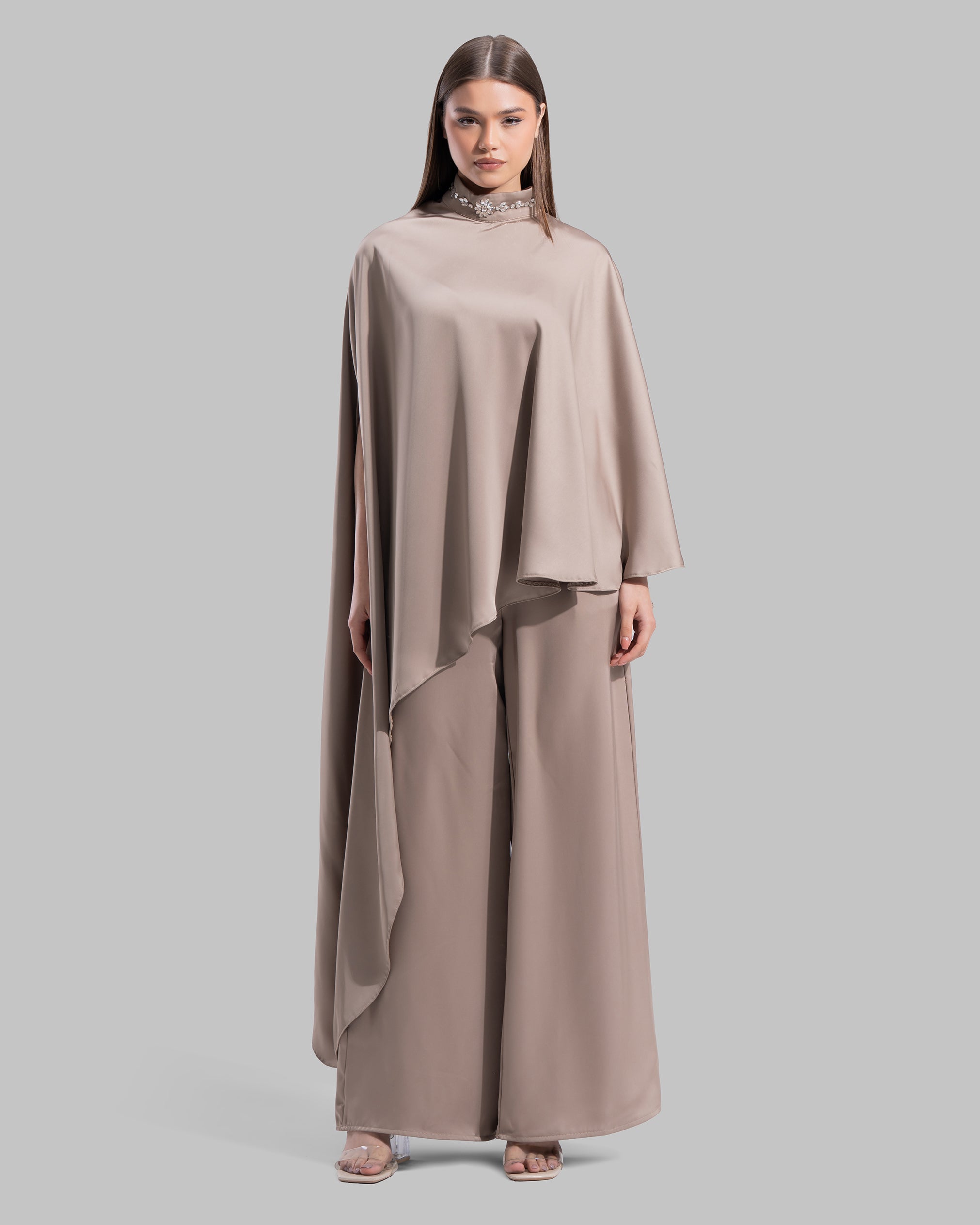 Asymmetric Satin Cape