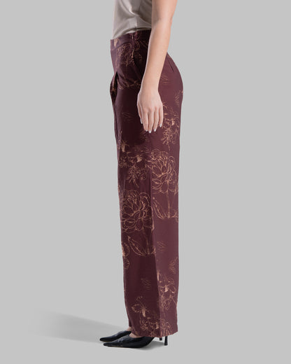 High-waisted wide-leg trousers featuring an all-over floral print.