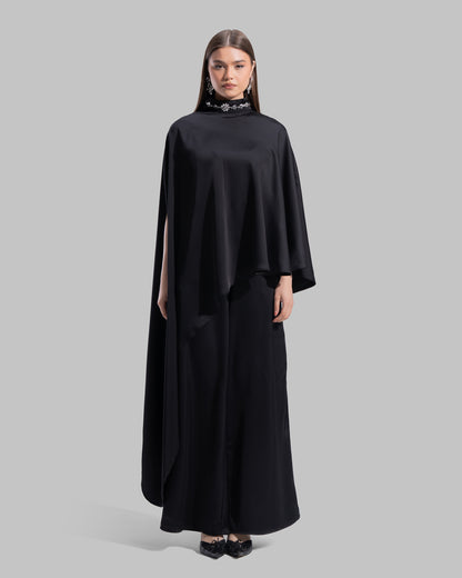 Asymmetric Satin Cape