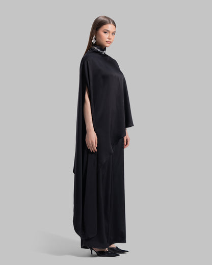 Asymmetric Satin Cape