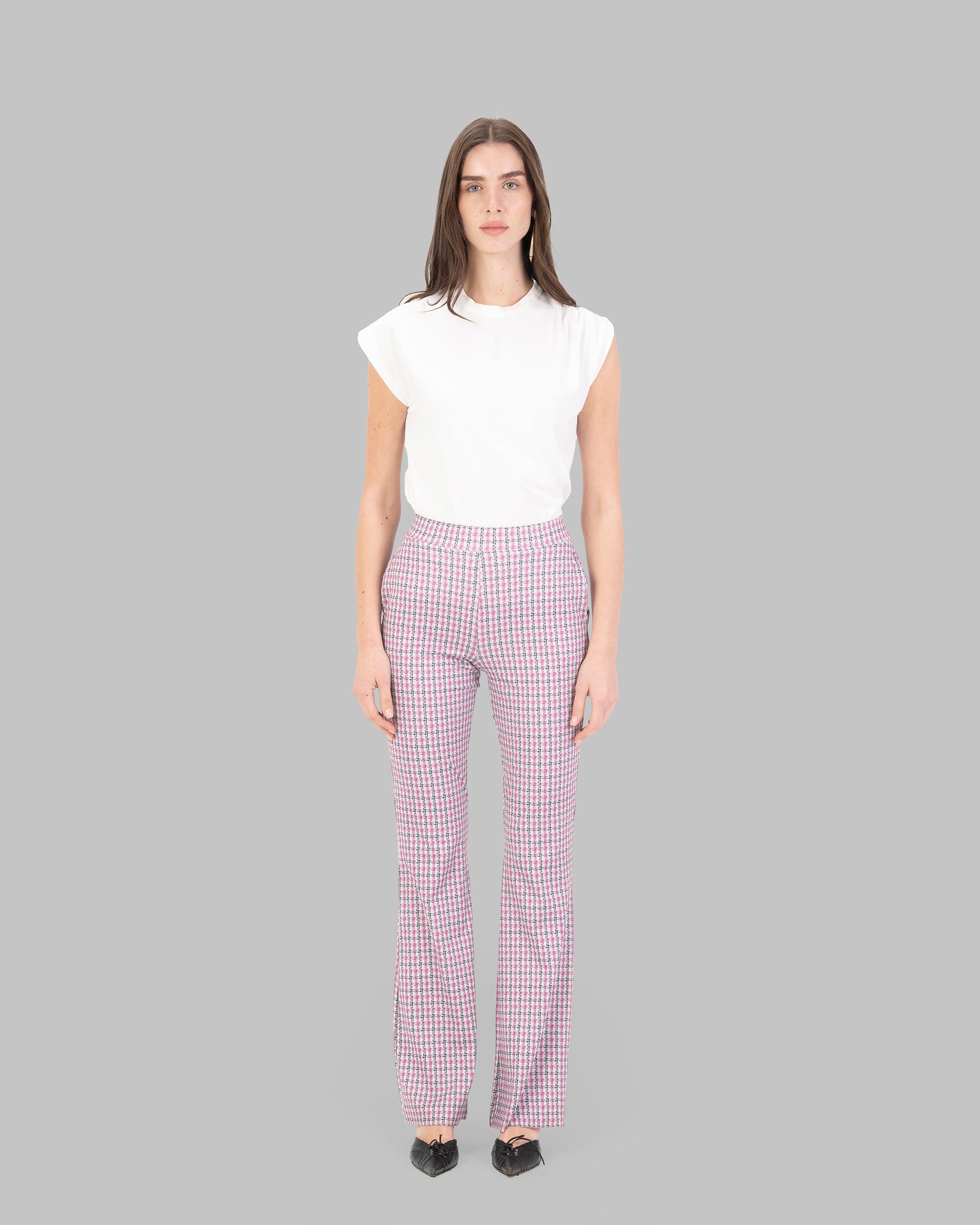 FLARED TROUSERS HIGH-WAIST WITH  ELESTICATED INNER