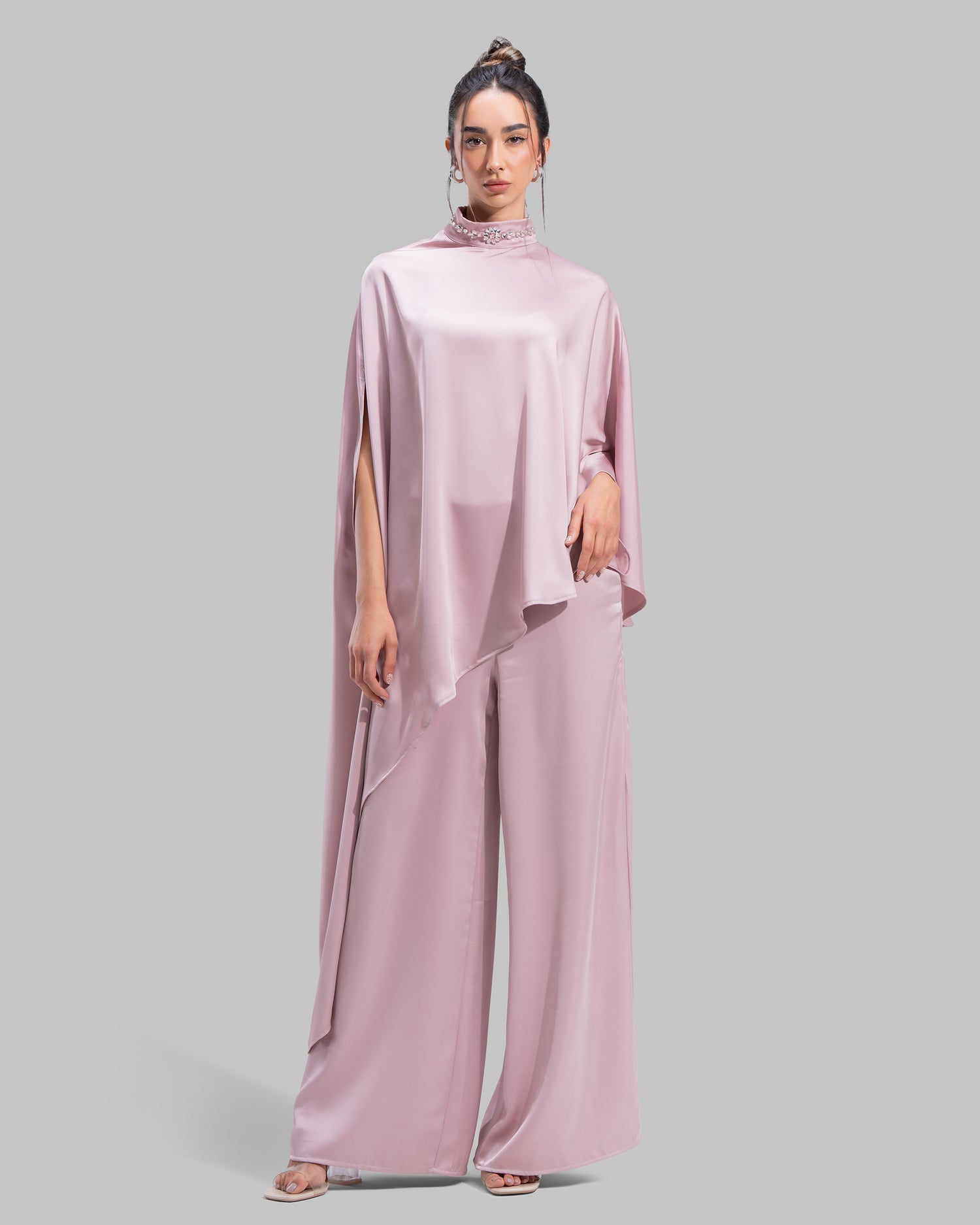 Asymmetric Satin Cape