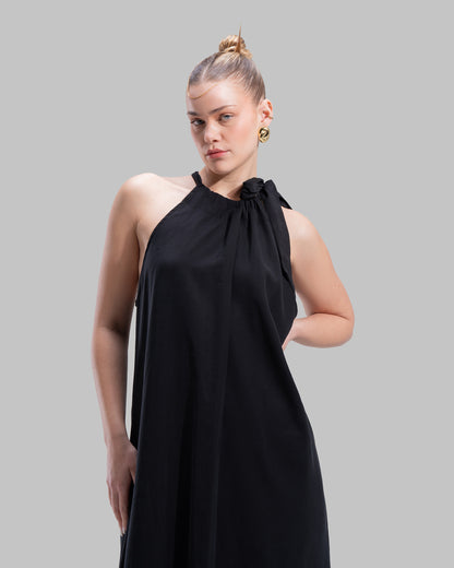 Long dress with a halter neckline.