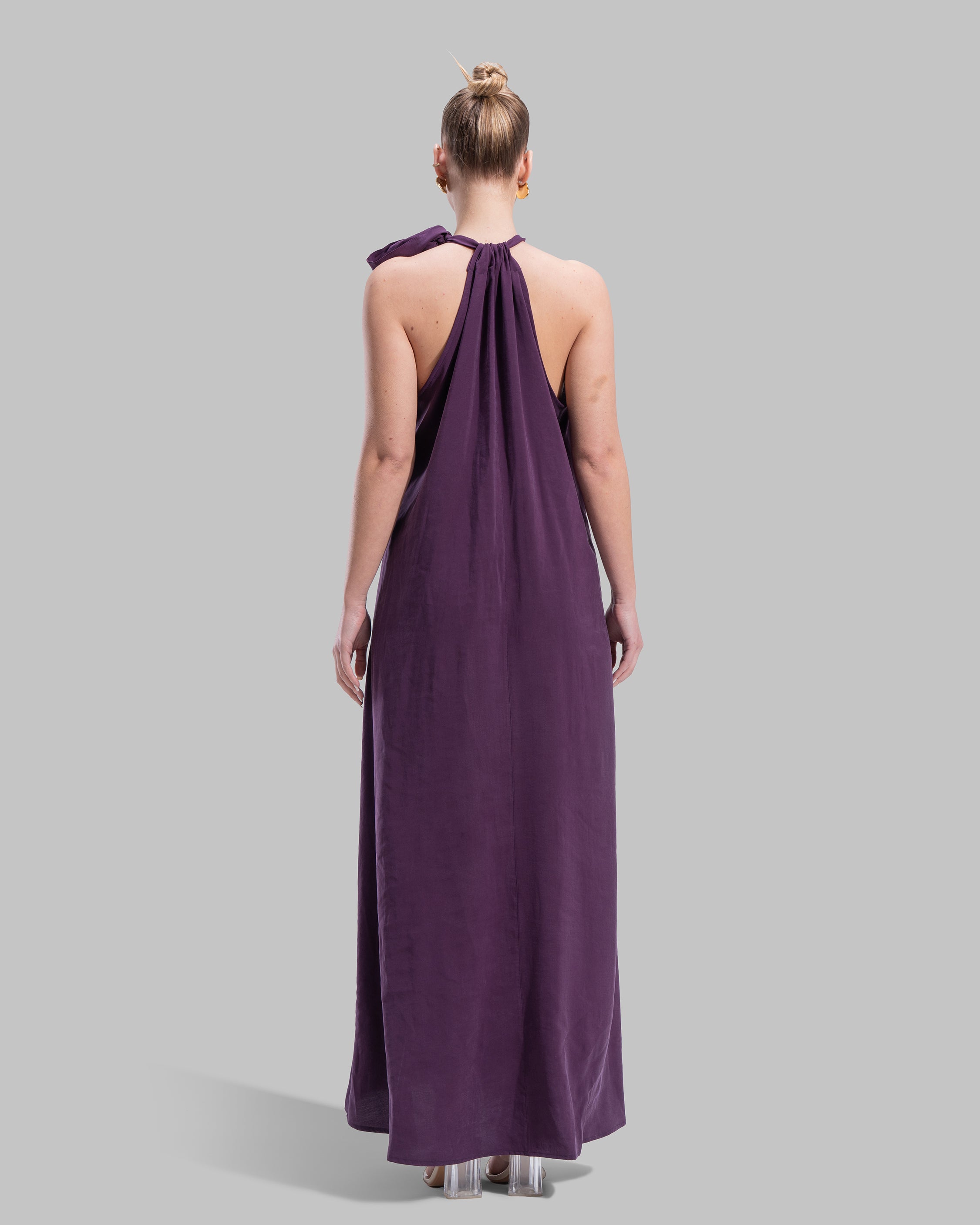 Long dress with a halter neckline.