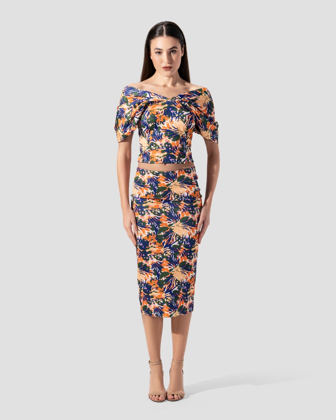 printed skirt High waist knee length tight fit