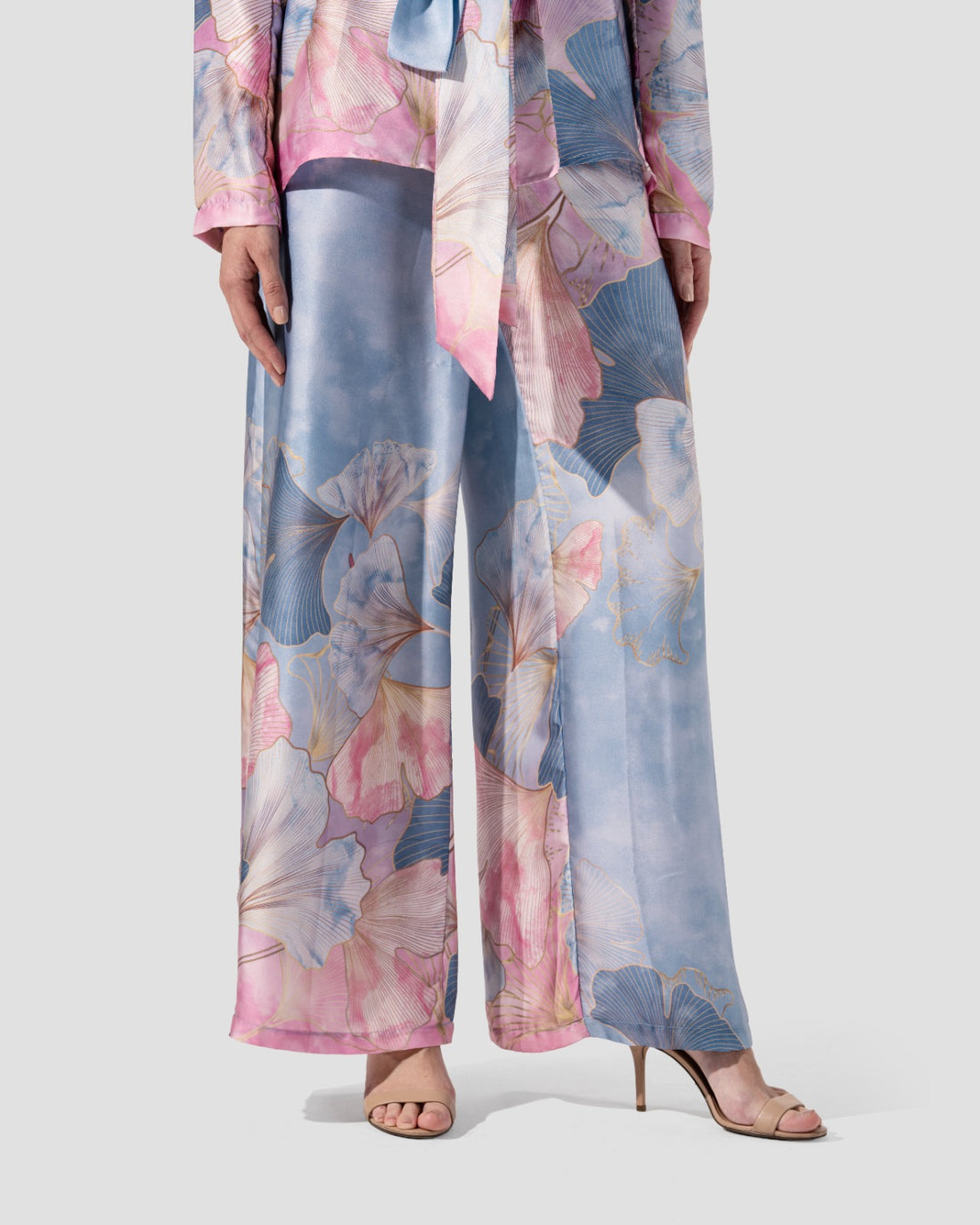 FLORAL PRINT WIDE-LEG TROUSERS