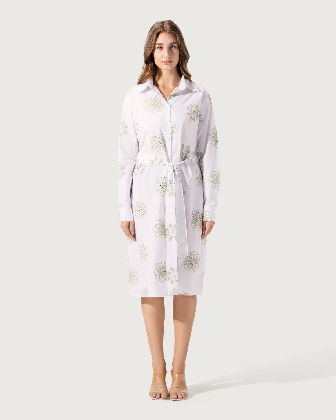 فستان قميص مطبوع عليه زهور