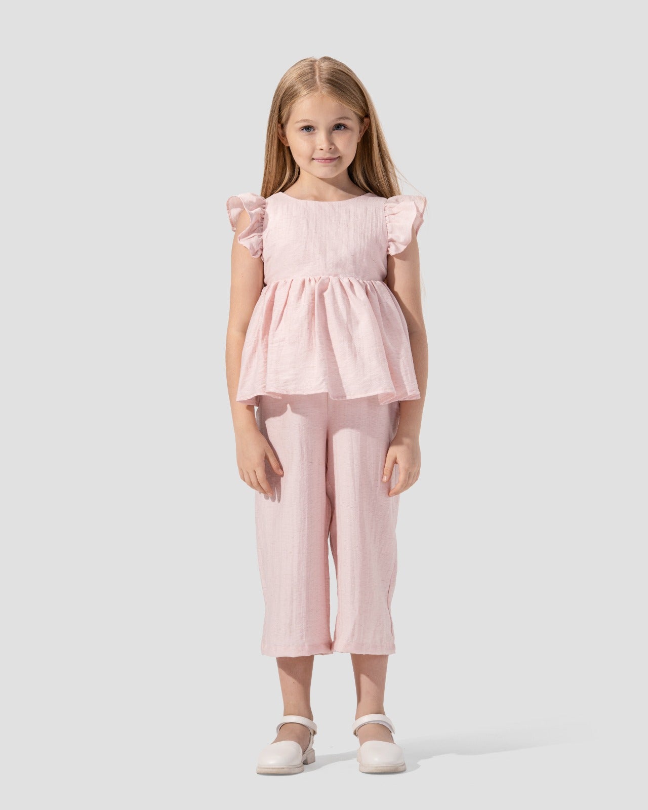Ruffled top with V-neck