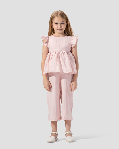 Ruffled top with V-neck