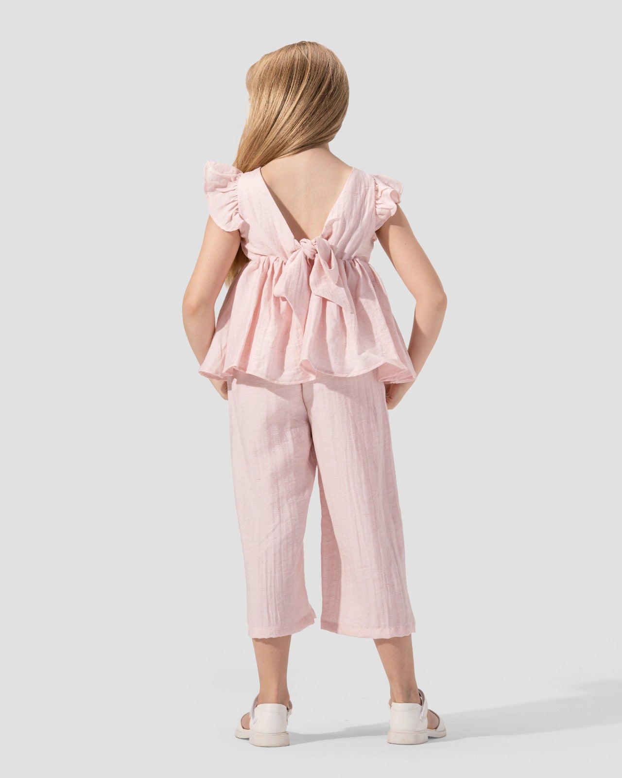 Ruffled top with V-neck