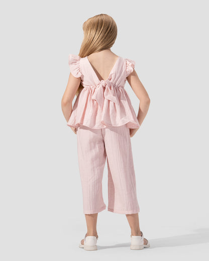 Ruffled top with V-neck