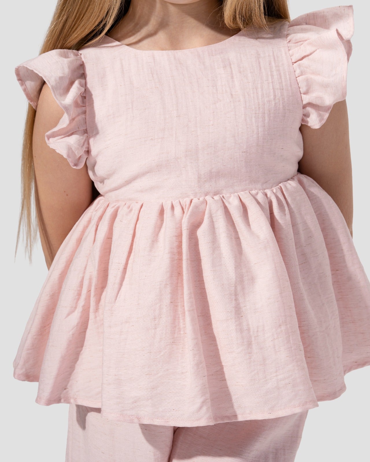 Ruffled top with V-neck