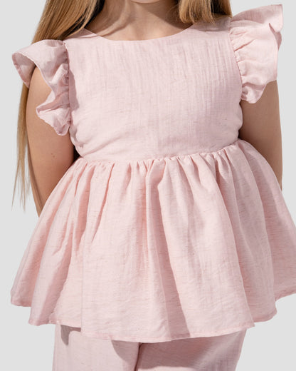 Ruffled top with V-neck