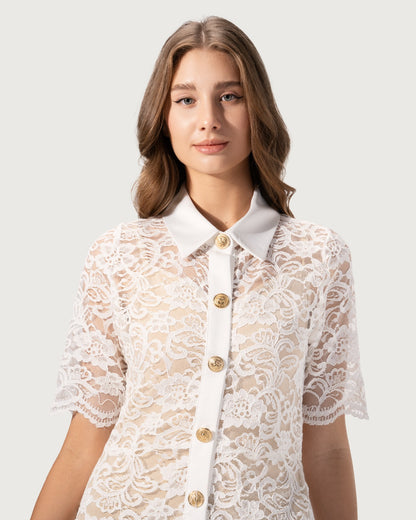 Vintage Lace Slim Mid Dress