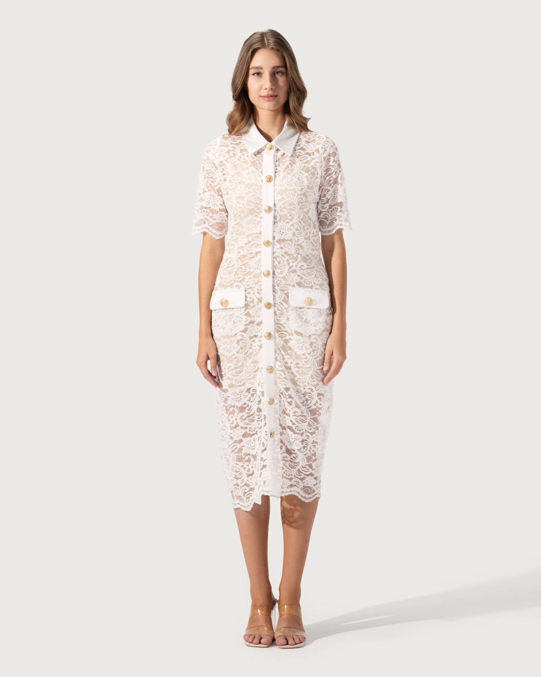 Vintage Lace Slim Mid Dress