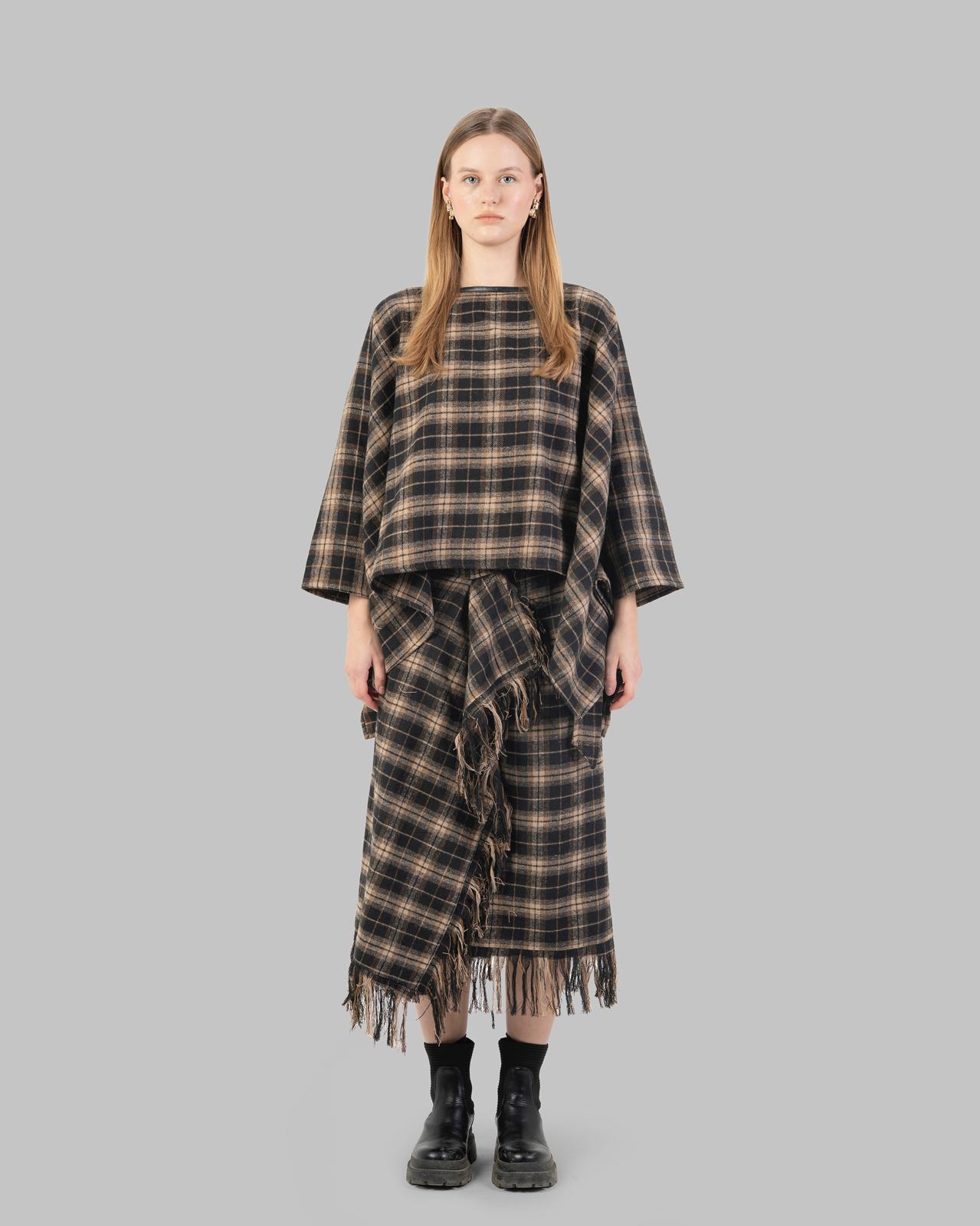 Relaxed Plaid Poncho.