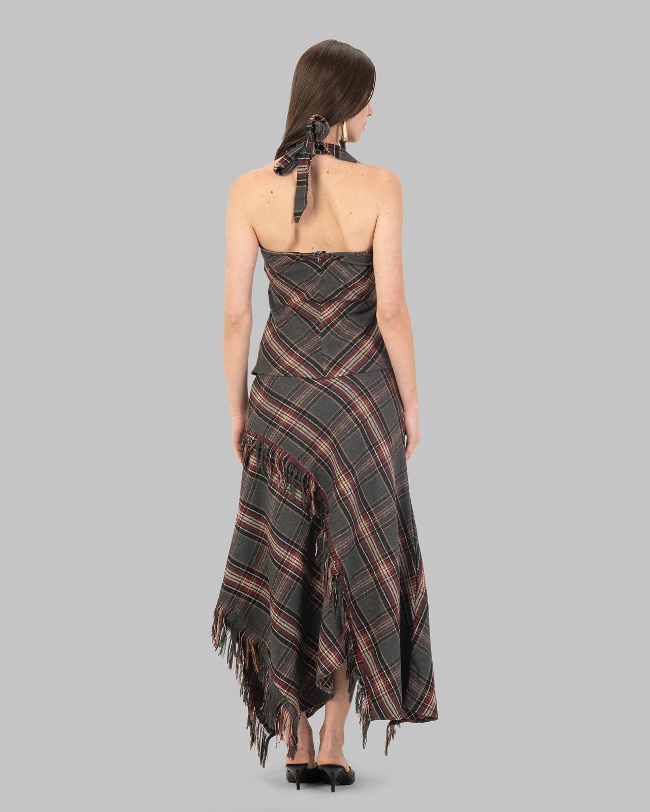 تنورة طويلة ماكسي مصنوعة من قماش كاروهات من مزيج الصوف.